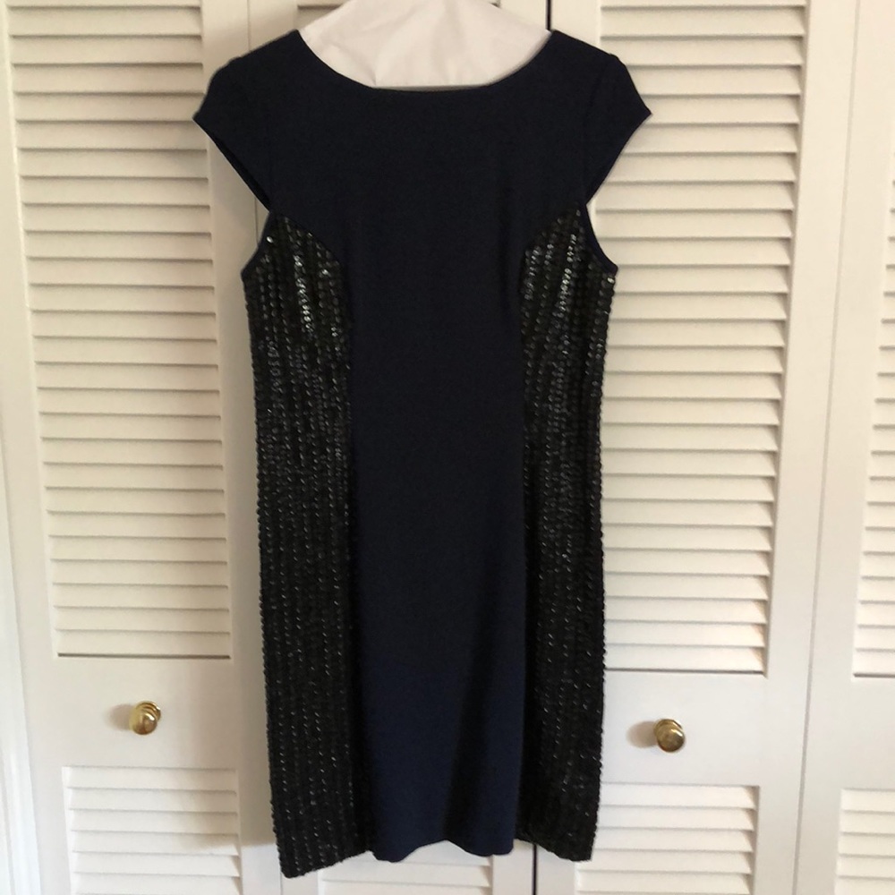 cocktail dress, navy jersey with black sequin